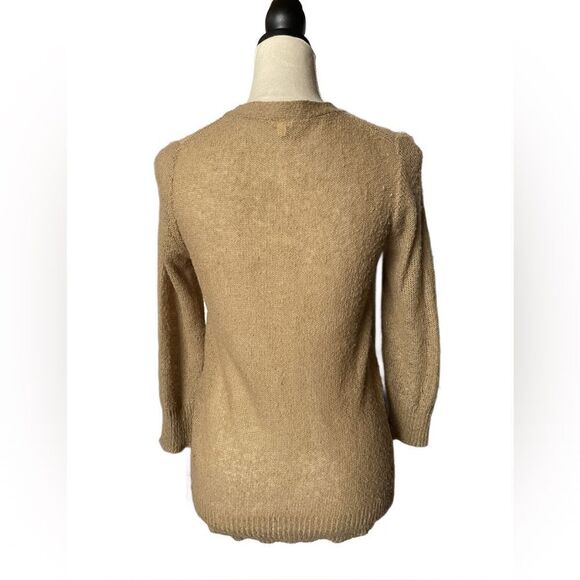 J. Crew Tan V-Neck Cardigan w/Snap Buttons Down the Center *Wool* (Small) - Picture 3 of 11